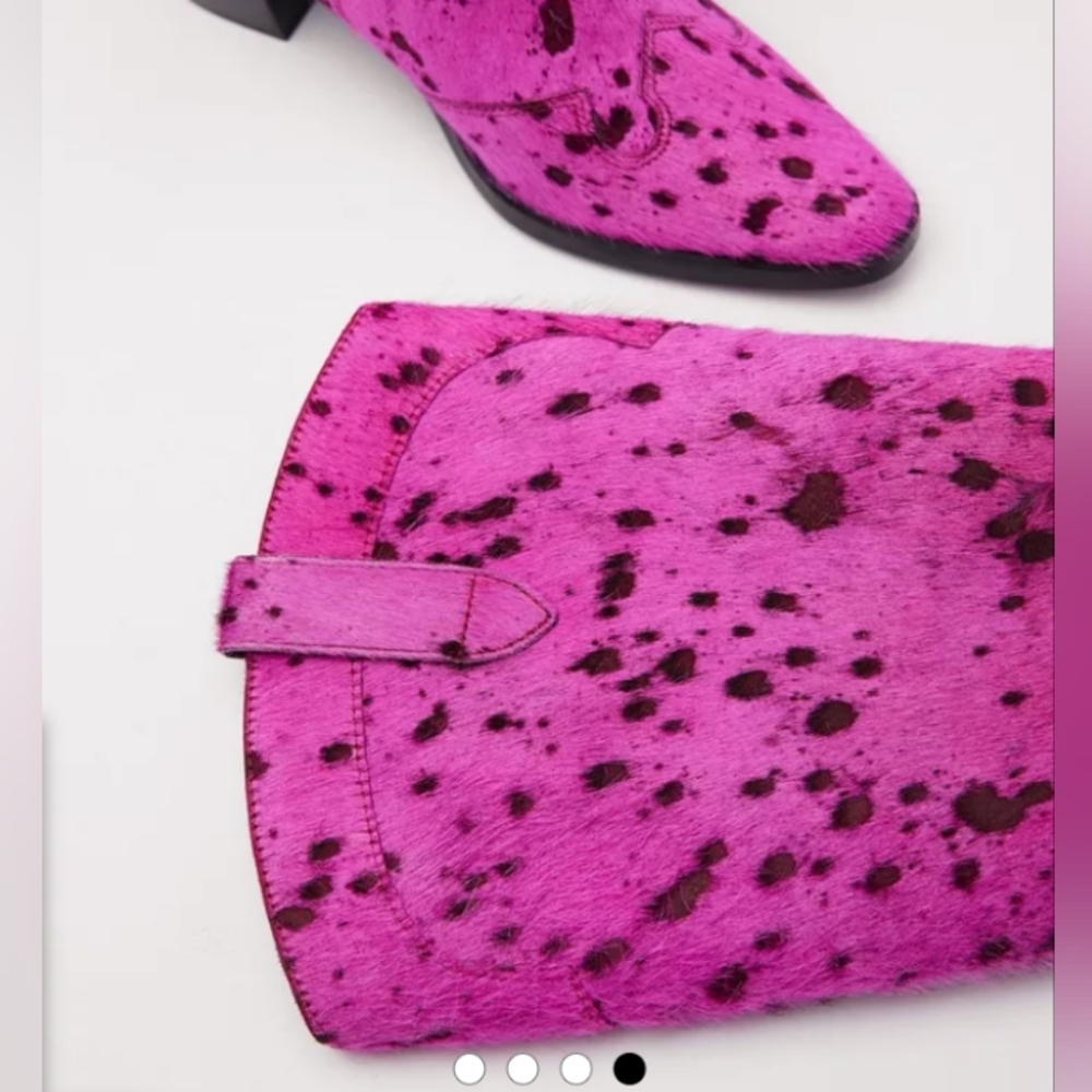 Nasty Gal Hair On Knee High Cerise Pony Skin Fuschia Cowboy Boots NWOT Size 8 - Picture 3 of 10